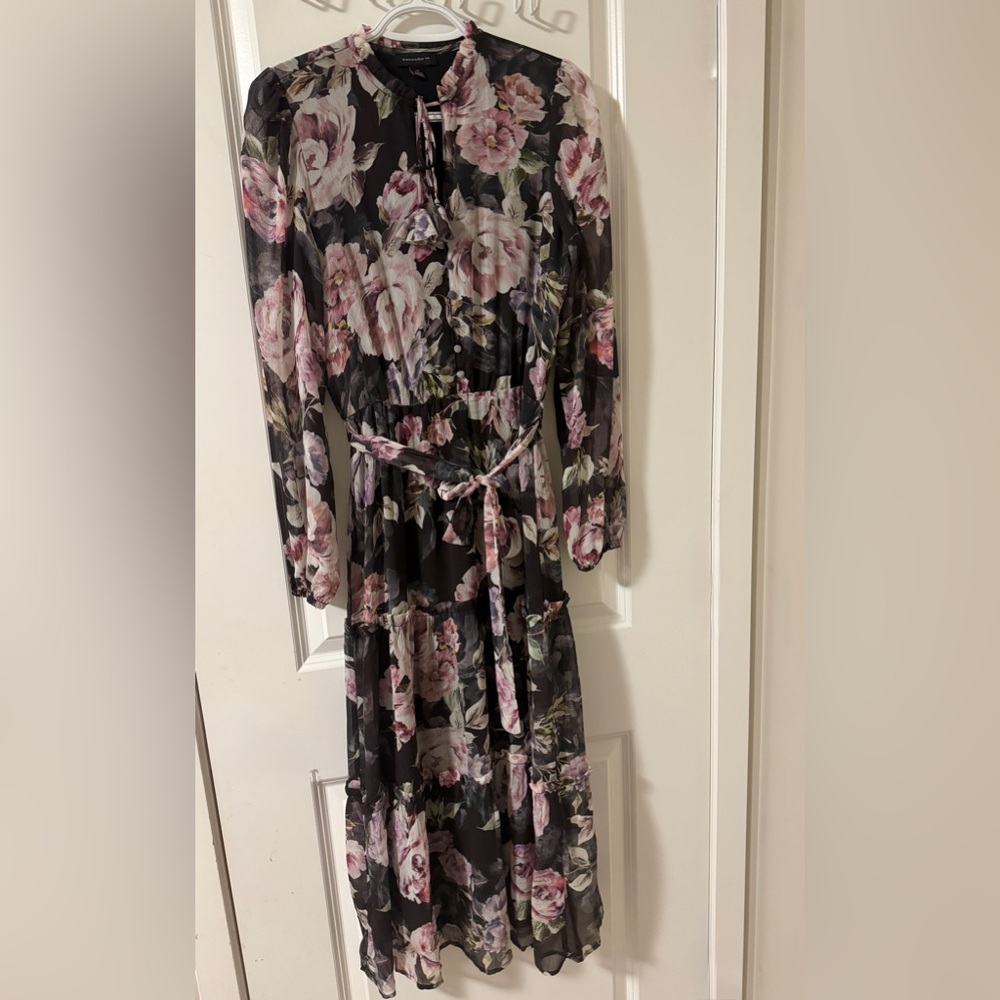 NWOT Floral Black and Pink Women's Dress